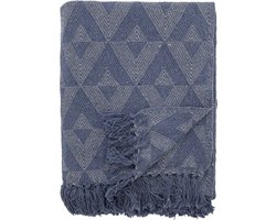 Bloomingville - Udine Plaid - blauw - gerecycled katoen - 160x130cm