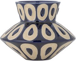Bloomingville Vaas aardewerk blauw Bashir 12 cm