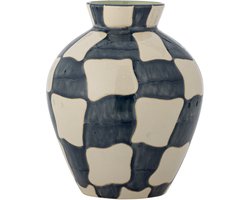 Bloomingville Vaas aardewerk blauw Check 24cm