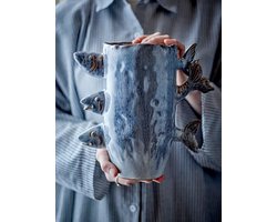 Bloomingville Vaas aardewerk blauw Tace 23cm