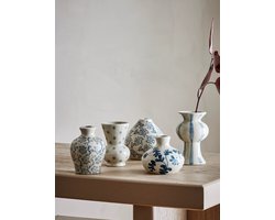 Bloomingville Vazenset aardewerk blauw Quinto - set van 5
