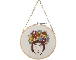 Bloomingville Wanddecoratie Cambiano geborduurd Ø 21,5 cm