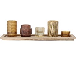 Bloomingville - Waxinelichthouder - Bruin - Glas - Set van 6