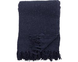 Bloomingville woonplaid recycled katoen, donkerblauw