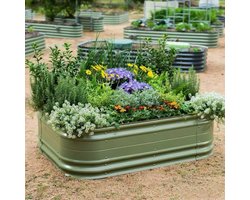 Bloomod Garden Metalen Verhoogd Tuinbed 43 cm – Grote DIY 6-in-1 Moestuinbak – Duurzame Roestvrije Plantenbak voor Groenten, Kruiden & Bloemen