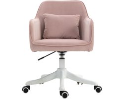 BLOSSOM Bureaustoel - Draaistoel voor de kaptafel - met massage - voorzien van lendenkussens en armleuningen,geschikt - voor woonkamer/ kantoor - Roze