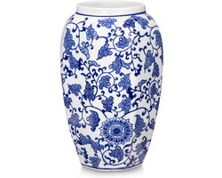 Blue and white vaas - blauwe keramische vaas voor thuisdecoratie - 8.5 inch Chinoiserie vaas voor bloemen - blauwe en witte porseleinen bloemenvaas voor woonkamer - badkamer - eettafel centerpieces