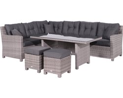 Blue bird lounge-diningset - 5-delig - links - grey - reflex black