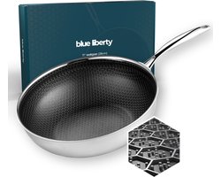 Blue Liberty Wokpan 28 cm – Hybrid Honingraat – Keramisch & PFAS-vrij – Geschikt voor Inductie, Gas, Oven & Vaatwasser