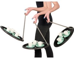 Blue Omnia ® - Dienblad – Plateau - Dienblad rond – Plateau dienblad - Dienblad zwart – Dienbladen – Dienblad antislip – Serveerschalen – Balance tray – Zelf balancerend – Eenhandig