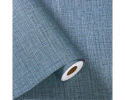 Blue Peel and Stick Wallpaper 394 inch Textured Linen Contact Paper for Cabinets Countertops Waterproof Grasscloth Wall Paper Pre-pasted for Bedroom Stick on Wallpaper Self Adhesive