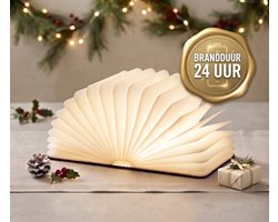Blue Rocks® Home - Boeklamp Hout - 24 uur - 21.5 x 17cm - Book Light XL - Tafellamp - Design - Decoratie - Slaapkamer - Verlichting - Cadeau - LED