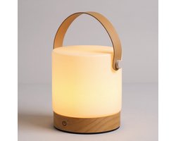 Blue Rocks® Home - Eef Tafellamp - Oplaadbaar – Batterij/Accu – Dimbaar - Touch - 3 Lichtkleuren - Hout – Mushroom - Draadloos - Binnen en Buiten - Design - Max. 100 branduren – Slaapkamer