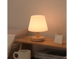 Blue Rocks® Home - Fé Tafellamp - Oplaadbaar – Batterij/Accu – Dimbaar - Touch - 3 Lichtkleuren - Hout – Mushroom - Draadloos - Binnen en Buiten - Design - Max. 100 branduren – Slaapkamer