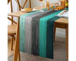 Blue Spring moderne woonkamer placemats groene tafelloper moderne placemats teal grijze placemats voor eettafel feest bruiloft linnen 33 x 183 cm tafelloper groen houtlook landhuisstijl