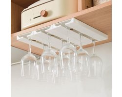 BlueTime - Wijnglazenhouder - Ophangrek - Tripple Rij - Wandrek Glazenhouder - Hangend Wijnrek - Ruimtebesparend - Wit