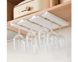 BlueTime - Wijnglazenhouder - Wijnglazenhouder Ophangrek - Dubbele Rij - Wijnrek - Wijnglazen Houder - Wijnglazen Rek - Wijnglazen Organizer - Wit