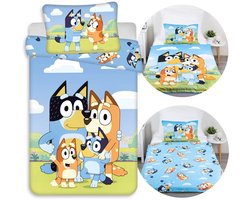 Bluey Blauw, DUBBELZIJDIG, katoenen kinderbeddengoed met rits, 100% KATOEN 100x135cm+40x60cm OEKO-TEX