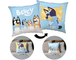 Bluey Blauwe omkeerbare vierkante kussen, Decoratief kussen, 40x40 cm, OEKO-TEX