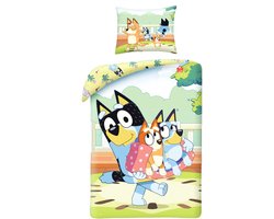 Bluey Dekbedovertrek Bandit, Bluey and Bingo 140 x 200 cm - katoen