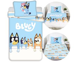 Bluey DUBBELZIJDIG, katoenen kinderbeddengoed met rits, 100% KATOEN 100x135cm+40x60cm OEKO-TEX