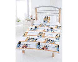 Bluey Family Peuter Dekbedovertrek - 120 x 150 cm - Inclusief Kussensloop - 100% Katoen - Multi