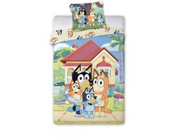 Bluey kinderbeddengoed set 100x135 cm – dekbedovertrek en kussensloop – 100% katoen – Peuterbed