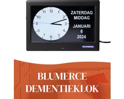 BluMerce Dementieklok - Digitaal & Analoog – Senioren & Alzheimer Klokken - Kalenderklok