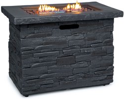 Blumfeldt Anafi Gashaard - Terrasverwarmer - Buitenkachel - 40.000 BTU/13 kW - Brander Van Staal - Elektronische ontsteking - Met deksel - Incl. Slang/Drukregelaar - Met Lavastenen - Regenhoes - Donkergrijs