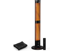 Blumfeldt BlazeTower infraroodheizung staand model - 3000 W Leistung, Einstellbare Heizstufen, Wetterfest IP45, Umkippschutz, Fernbedienung & 24-Stunden-Timer - Ideal für Terrasse & Garten