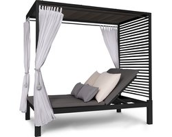 Blumfeldt dubbel ligbed buiten voor 2 personen met dak, dubbel ligbed, dubbel ligbed in de tuin voor volwassenen & kinderen, tuinbed met verstelbare rugleuning, ligbed buiten met dak