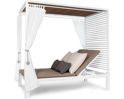 Blumfeldt Dubbel Ligbed Buiten Voor 2 Personen Met Dak, Dubbel Ligbed, Dubbel Ligbed In De Tuin Voor Volwassenen & Kinderen, Tuinbed Met Verstelbare Rugleuning, Ligbed Buiten Met Dak