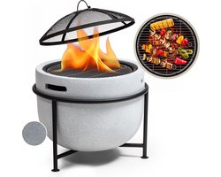 blumfeldt Grail vuurschaal met grill MGO & stalen schaal incl. vonkenscherm