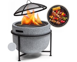 blumfeldt Grail vuurschaal met grill MGO & stalen schaal incl. vonkenscherm