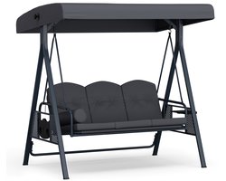 Blumfeldt Grandsway Hollywood Schommel 3 Zitplaatsen - Verstelbare Rugleuning & Zonnekap, 240Kg Capaciteit, Weerbestendig Stalen Frame, 8Cm Dikke Kussens, Tuinschommel Voor Volwassenen