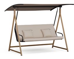 Blumfeldt Hangstoel voor Tuin/Balkon, Verstelbaar, 3 Zitplaatsen, Robuuste Constructie, 240 kg Draagvermogen, Duurzame Materialen, Dik Kussen - voor Terras - Hängematte