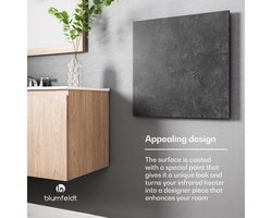Blumfeldt Infrarood wandverwarming 350W – IP44, Wifi- & app-bediening, Thermostaat, Oververhittingsbeveiliging, Energiezuinig, voor badkamer, Wandmontage, 0-37 °C, 24h timer, Metalen behuizing