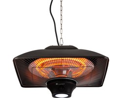 Blumfeldt infraroodverwarmer voor buiten, elektrische hangende terrasverwarmer met LED en afstandsbediening, IP24-terrasverwarmers voor tuinhuisjes, infraroodverwarmingspaneel met 2 temperatuurstanden, elektrische terrasverwarmers voor buiten