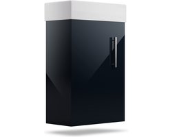 Blumfeldt Johnstone Wastafel met Onderkast – Hoogglans Zwart Badmeubel met Keramische Wastafel, Vochtbestendig Materiaal en Soft-close, Eenvoudige Montage