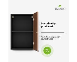 Blumfeldt Keukenkast - Hoge kast met melaminecoating, Soft-close-scharnieren, Aluminium grepen, Wandmontage, hout, Zwart-walnoot finish