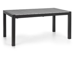 blumfeldt Menorca Expand - Tuintafel, uitschuifbaar, uittrekbaar, aluminium / kunststof houtimitatie, poedercoating, verstelbare poten, tafelblad max.: 213 x 95 cm, donker / antraciet
