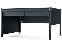 Blumfeldt Pantheon Cortina tuinhuis 3x4 m - Aluminium frame, Verstelbaar dak & zijluifels, Weerbestendig & stabiel, Donkergrijs/zwart