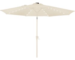 Blumfeldt Parasol voor balkon & tuin, Parasol met UV-bescherming, LED-verlichting & waterdicht, Ronde parasols, Stabiel & knikbaar, Zonwering met solar, Ronde parasol tuinscherm