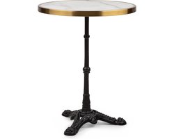 Blumfeldt Patras - Bistrotafel, Tuintafel, Decoratieve Rand, Gietijzeren Onderstel, Voor Binnen En Buiten, Waterbestendig, Vorstbestendig, 57,5 Cm Ø 72 Cm Hoog, Wit