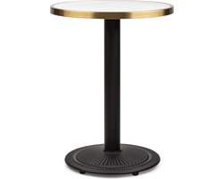Blumfeldt Patras Jewel Bistrotafel - Art Nouveau Stijl Tuintafel, Wit 57,5 Cm Ø Marmeren Tafelblad, 75 Cm Hoog, Voor Binnen En Buiten, Weerbestendig, Rond Gietijzeren Onderstel, Zwart