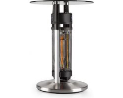 blumfeldt Primal Heat - Staande verwarmer, Statafel-IR-verwarmer, Infraroodverwarming, Staande verwarmer, Infraroodstraler met 1200W, Infrarood-nabijheidssensoren, Hoogte: 65 cm, Zilver