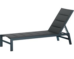 Blumfeldt Renazzo verstelbaar ligbed - 5-standen ligstoel, tuin- en balkonligstoel, lichtgewicht aluminium frame, 120 kg belastbaar, sneldrogend ComfortMesh, 6,8 kg, weerbestendig, antraciet