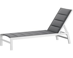 Blumfeldt Renazzo verstelbaar ligbed - 5-standen ligstoel, tuin- en balkonligstoel, lichtgewicht aluminium frame, 120 kg belastbaar, sneldrogend ComfortMesh, 6,8 kg, weerbestendig, wit