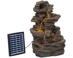 Blumfeldt Sierfontein Messina cascade fontein op zonne-energie tuinfontein , op zonne-energie, 4 traptreden, binnen & buiten, zonnepaneel: 9 V / 2,8 W / 17,5 x 14 cm, vorstbestendig - Waterspel - 4 Niveaus - voor Tuin voor Terras - Solar
