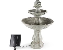 blumfeldt Sierfontein Vogelsbrunn - Tuinfontein , Fontein, Vogelbad , Betonlook , 3 Watt zonnepaneel , Pomp , 250 liter/h debiet , weerbestendig , grijs - Waterspel - voor Tuin voor Terras - Solar - voor Woonkamer - Waterornament